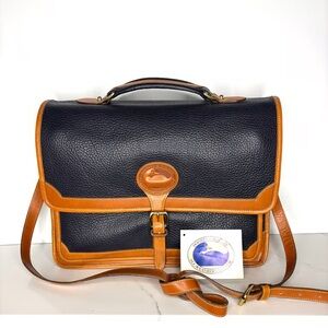 Dooney & Bourke Black and Tan Leather Briefcase